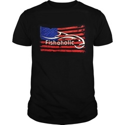 FISHOHOLIC US FLAG T-SHIRT L